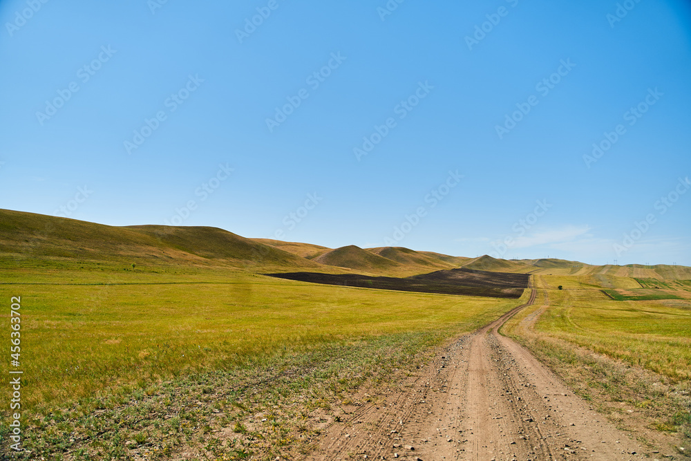 View of the Long Mountains Ridge. The beginning of the Ural mountains. Orenburg region. High quality photo