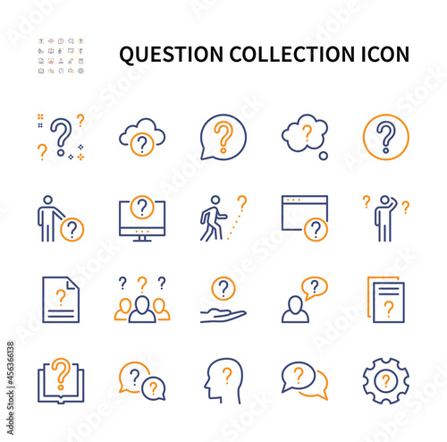 Question collection vector linear colored icons set. Wonder. Isolated collection of question icon for websites. Editable Stroke.