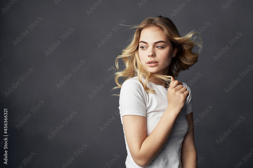 beautiful woman attractive look makeup posing cropped view beautiful woman attractive look makeup posing cropped view