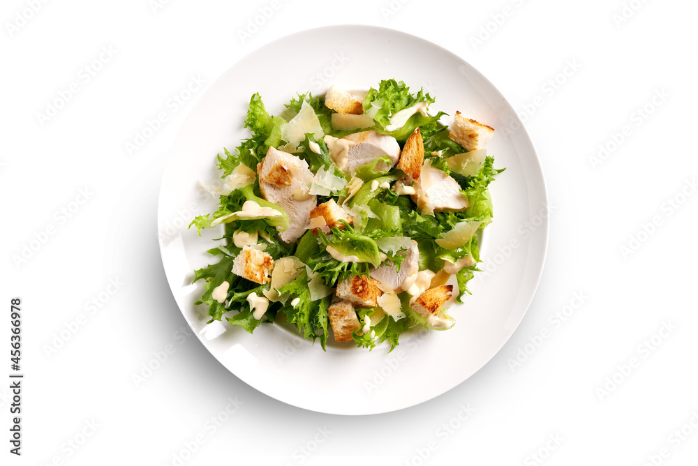 caesar salad with chicken - obrazy, fototapety, plakaty 