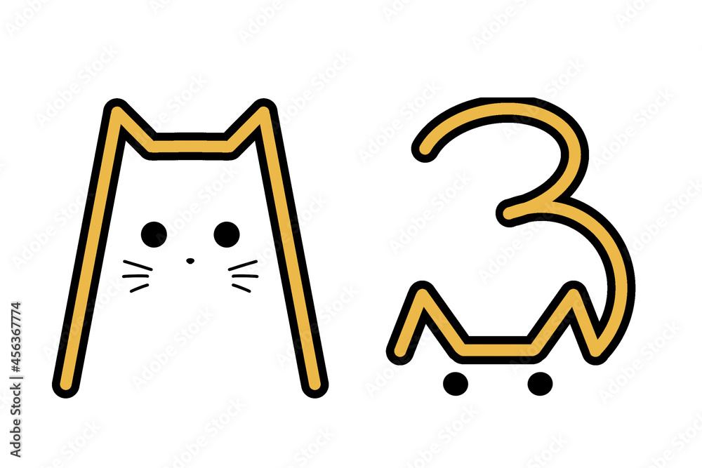 Illustration cats alphabet isolated in white. Abstract letter. Hand draw lettering. ABC
