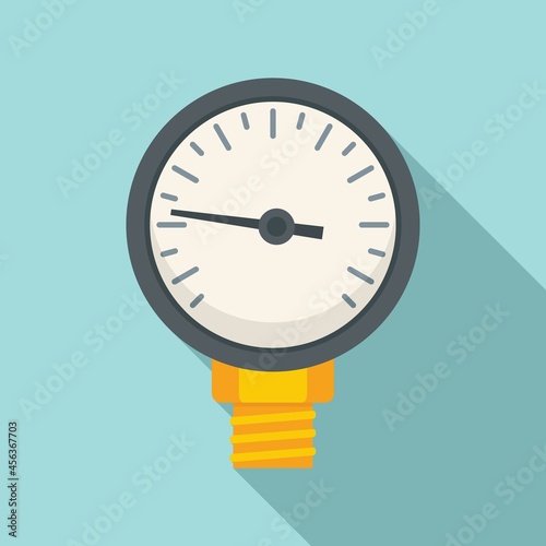 Industrial manometer icon flat vector. Gas pressure