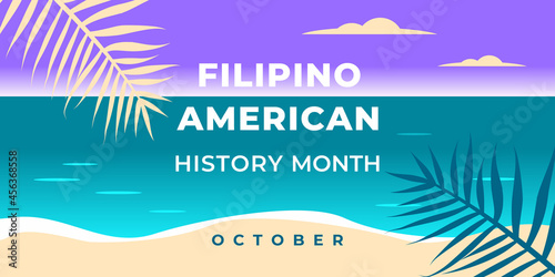 Filipino american history month. Vector web banner, background, poster, card for social media, networks. Text Filipino american history month, october.