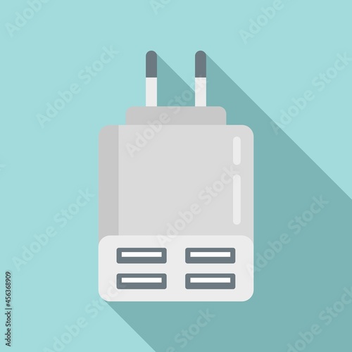 Power charger icon flat vector. Battery charge
