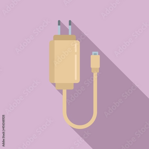 Charger plug icon flat vector. Phone charge