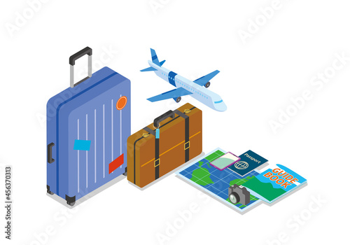 海外旅行をイメージしたアイソメトリックイラスト
