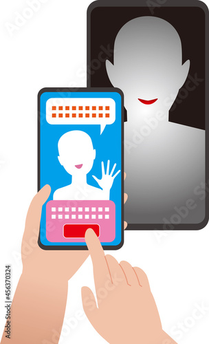 子供がスマートフォンのSNSで友達になる。なりすましの犯罪