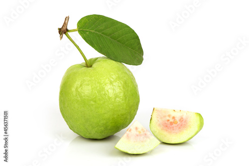 Guava or psidium guajava fruit isolated on white background.