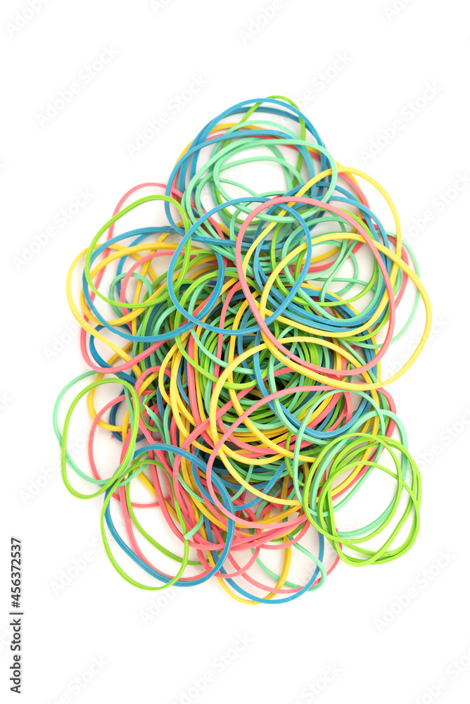 colorful rubber bands (yellow, green, red, blue, pink) colorful rubber bands (yellow, green, red, blue, pink)