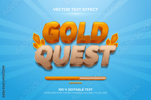 Gold quest editable 3d text effect