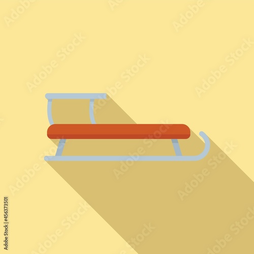 Sleigh present icon flat vector. Santa claus sledge