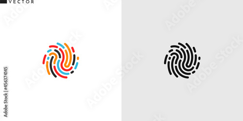 Fingerprint icon. Creative design. Colorful and black fingerprint photo