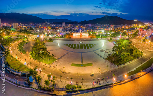  Aerial view of square at Quy Nhon city, Vietnam