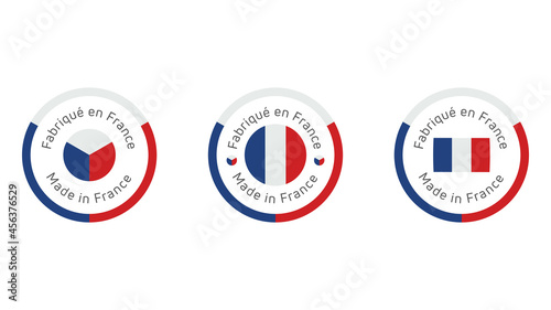 Made in France  labels. Fabrique en France quality stamp. Quality mark vector icon for  tags, badges, stickers, emblem, product.
