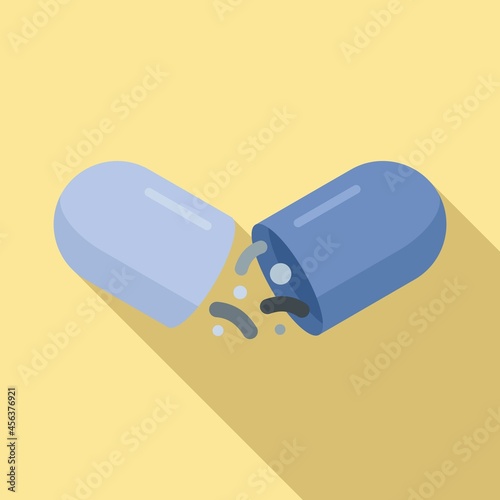 Probiotic capsule icon flat vector. Health microbe
