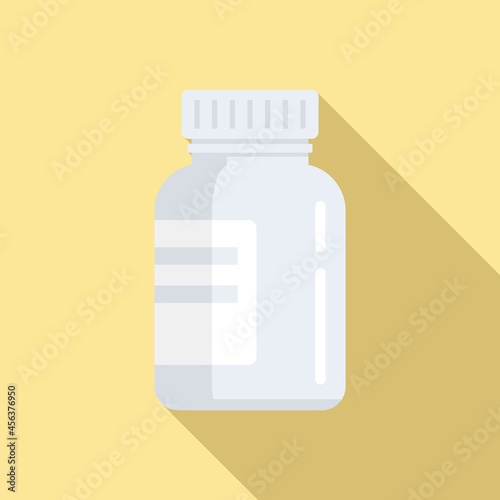 Bio lactic jar icon flat vector. Prebiotic microbe