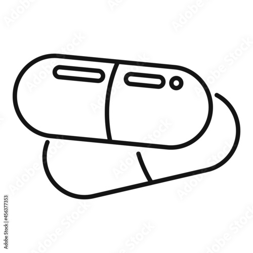 Probiotic capsule icon outline vector. Gut bacteria