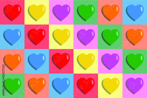 Colorful heart square pattern design for decoration and other