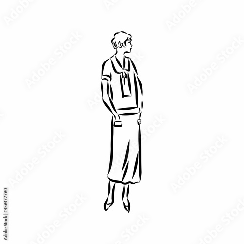 ladies and gentlemen. Man and woman figure collection. Vintage Hand Drawn Clothing. Retro Illustration in ancient engraving style