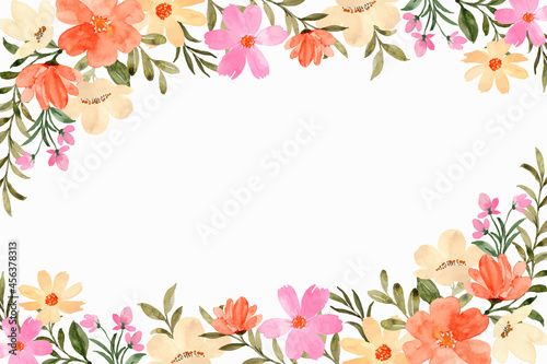 Orange peach floral watercolor background