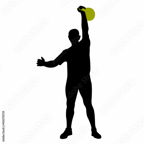 silhouette, athlete, kettlebell, kettlebell, exercise, juggler, stand, performance, sport, kettlebell lifting, kettlebell lifting, highlight, active, sports portrait, model, slim, training, body, man,