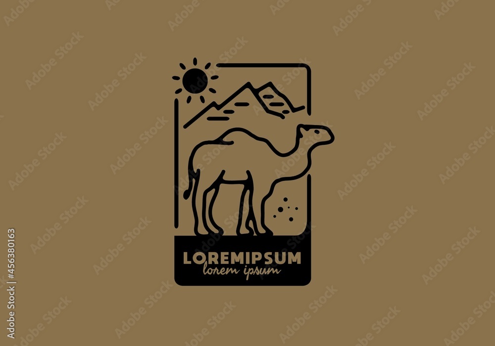 Line art illustration of camel Line art illustration of camel