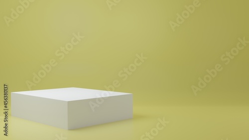 White Product Stand in green room ,Studio Scene For Product ,minimal design,3D rendering	
