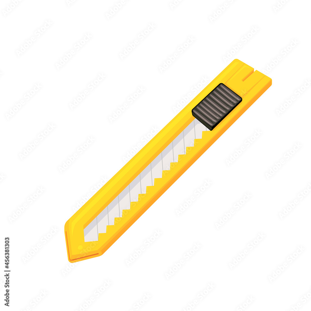 A cutter knife isolated on white background. Vector illustration of stationery and office equipment. A cutter knife isolated on white background. Vector illustration of stationery and office equipment.
