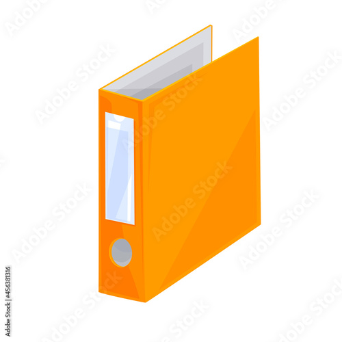A orange file folder isolated on white background. Vector illustration of stationery and office equipment.