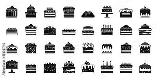 Cake icons set simple vector. Cream dessert