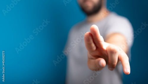 Businessman pointing his fi...