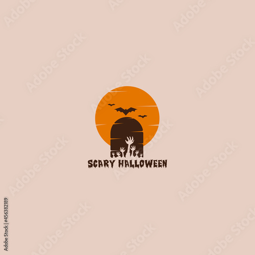 halloween tombstone scary logo design