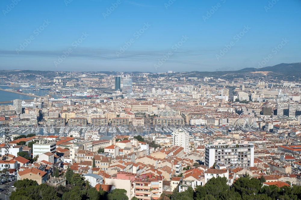Panorama of the mediterranean city of Marseille
