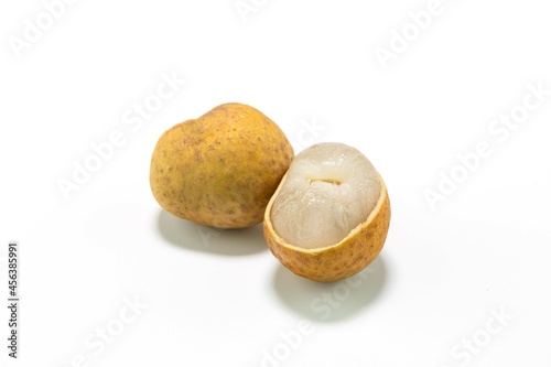 Fresh organic longan  Dimocarpus longan  isolated on white background