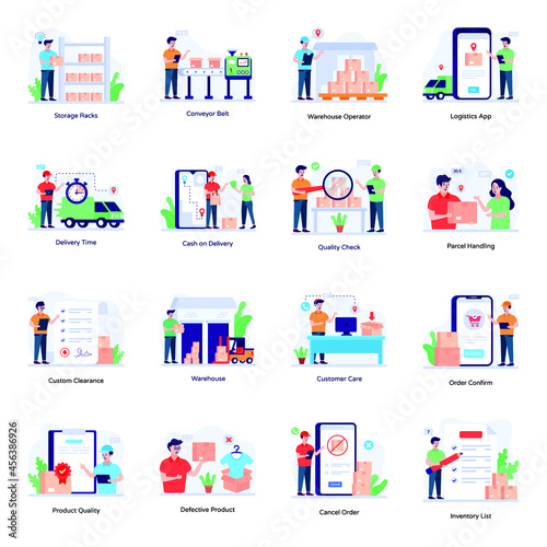 Flat Illustrative Avatars of the Cargo Services 

