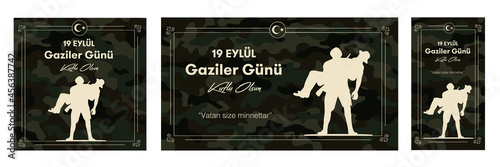 September 19 Happy Veterans Day. The country is grateful to you.  Turkish: 19 eylul gaziler gunu kutlu olsun. Vatan size minnettar. photo