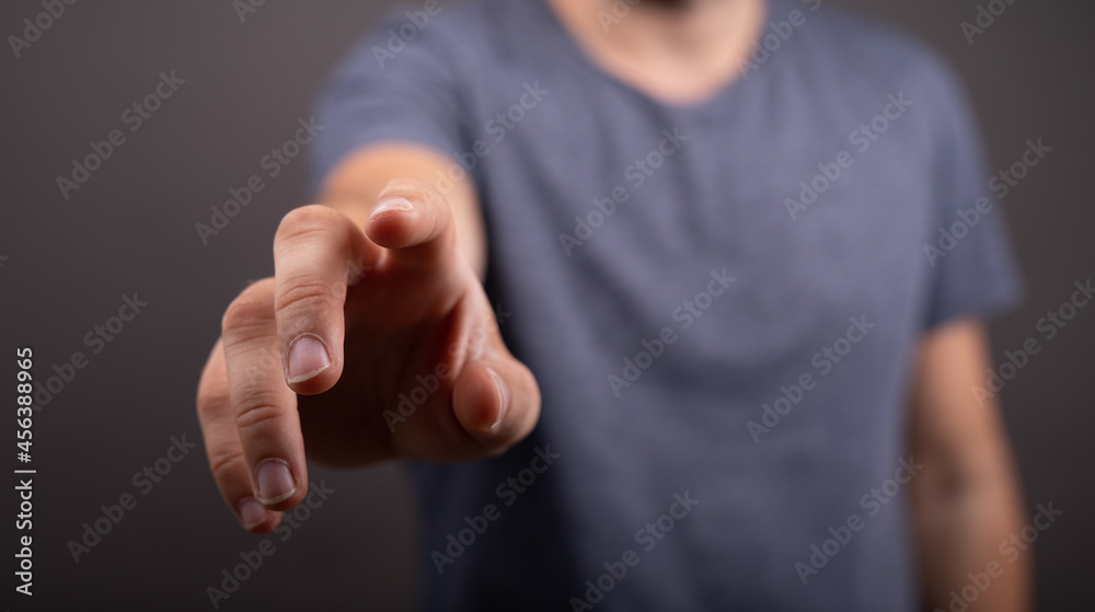 Businessman pointing or touching finger in screen.. Businessman pointing or touching finger in screen..