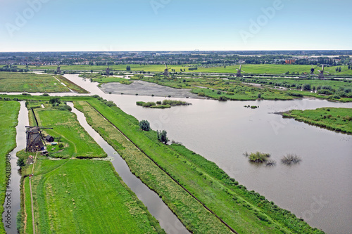 Aerial from the windmills at Kinderdijk in the Netherlands