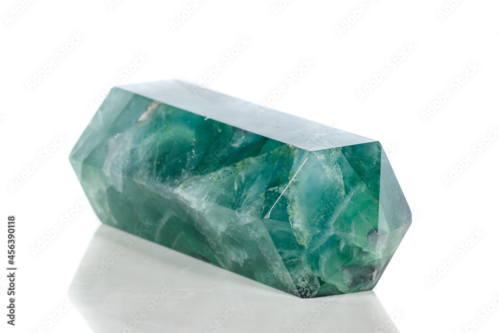 Macro mineral stone Fluorite crystal on a black background Macro mineral stone Fluorite crystal on a black background