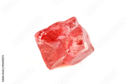 Macro mineral spinel stone on white background