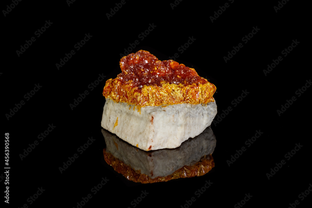 Macro Mineral Stone Orpiment on Black Background Macro Mineral Stone Orpiment on Black Background