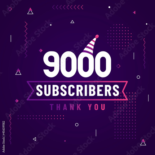 Thank you 9000 subscribers, 9K subscribers celebration modern colorful design.