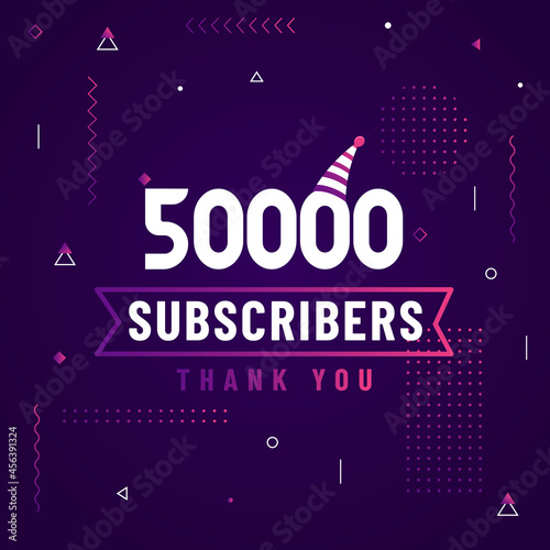 Thank you 50000 subscribers, 50K subscribers celebration modern colorful design.