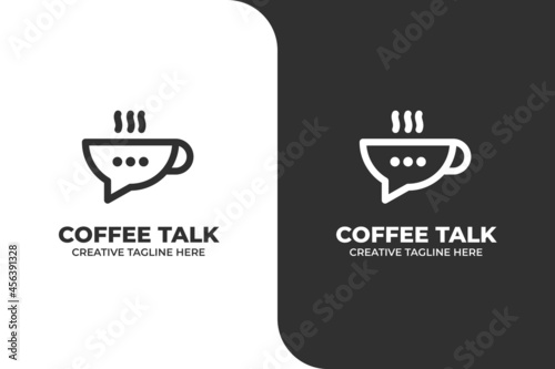 Cafe Talk Coffee Shop Monoline Logo