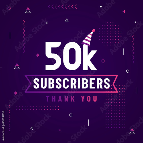 Thank you 50K subscribers, 50000 subscribers celebration modern colorful design.