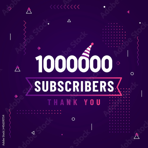 Thank you 1000000 subscribers, 1M subscribers celebration modern colorful design.