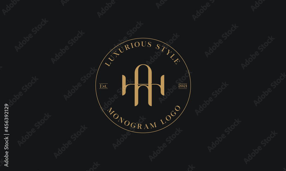 Alphabet HA or AH abstract monogram vector logo template