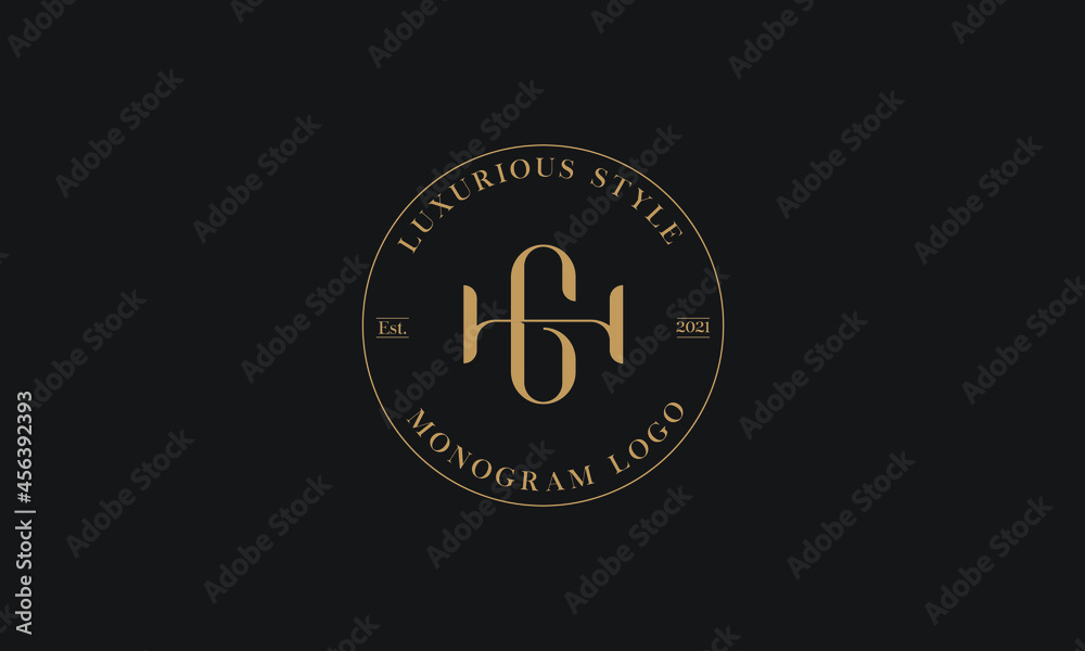 Alphabet HG or GH abstract monogram vector logo template