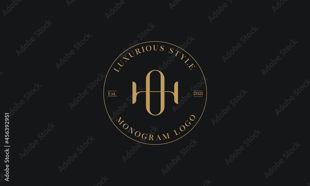 Alphabet HO or OH abstract monogram vector logo template