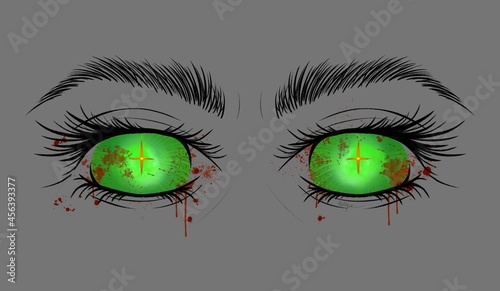 Green eyes with black outline 